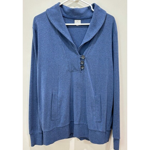 Banana Republic Blue Henley Shawl Sweater Mens XL Dad Grandpa Normcore - Picture 1 of 9